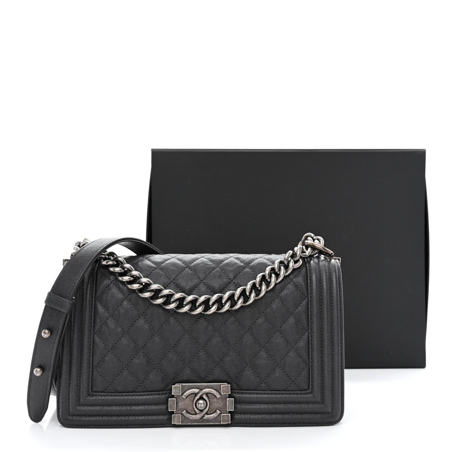 Chanel Caviar Quilted Medium Boy Flap Grey 11 of 11