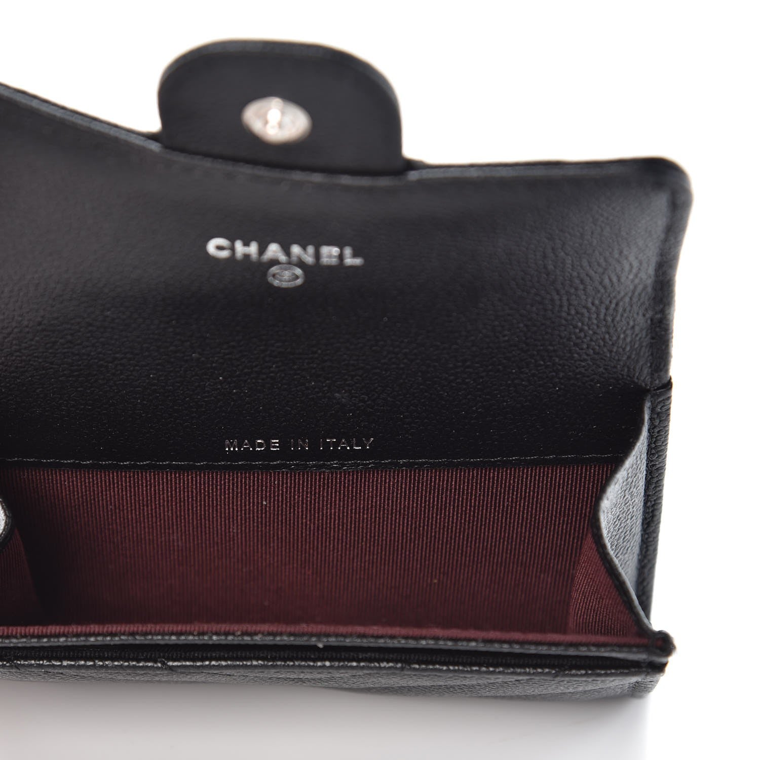 Chanel Iridescent Caviar Chevron Quilted Flap Card Holder Black 5 of 9