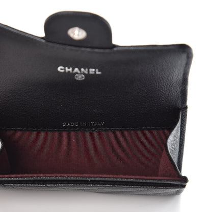 Chanel Iridescent Caviar Chevron Quilted Flap Card Holder Black 5 of 9