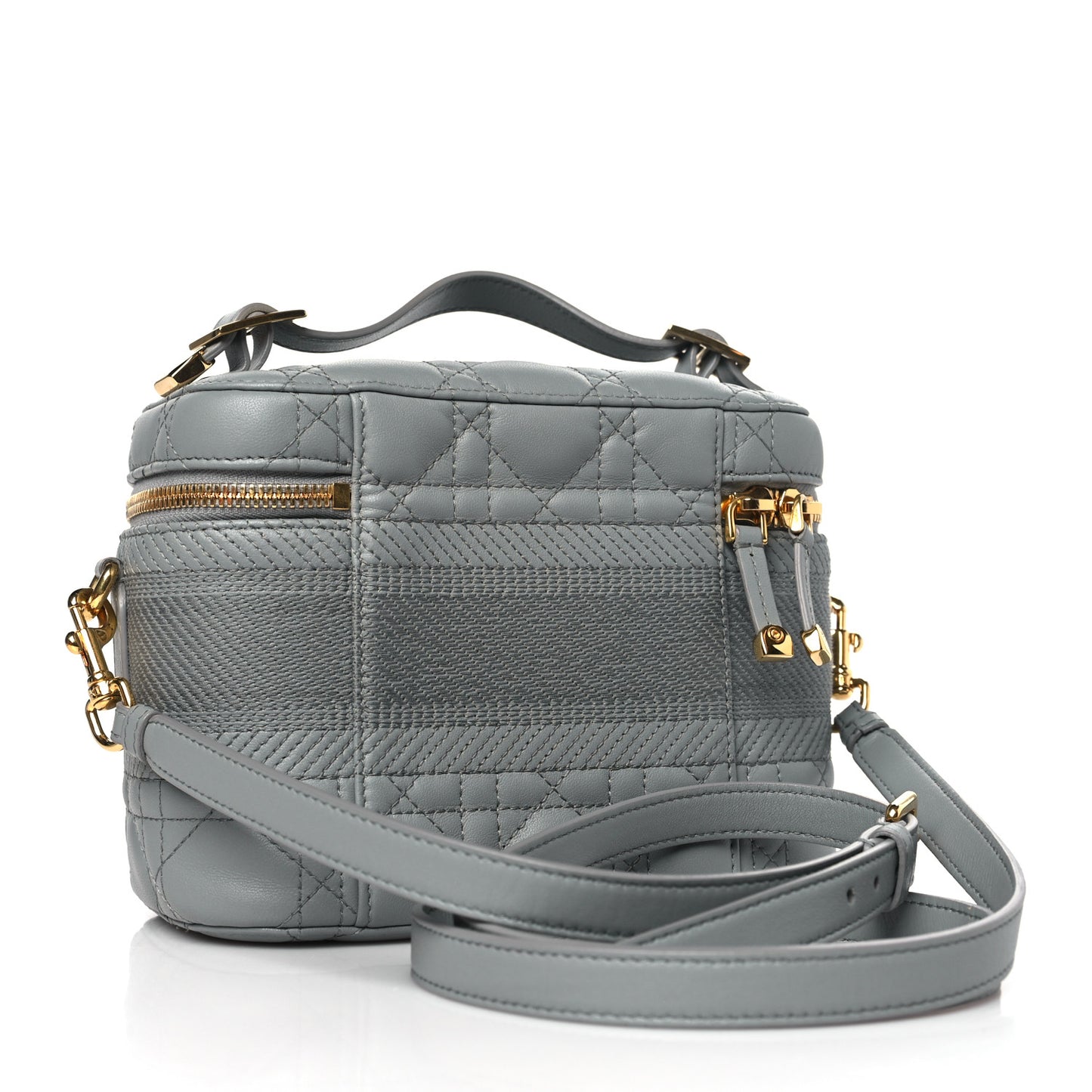 Lambskin Cannage Small Diortravel Vanity Case Grey