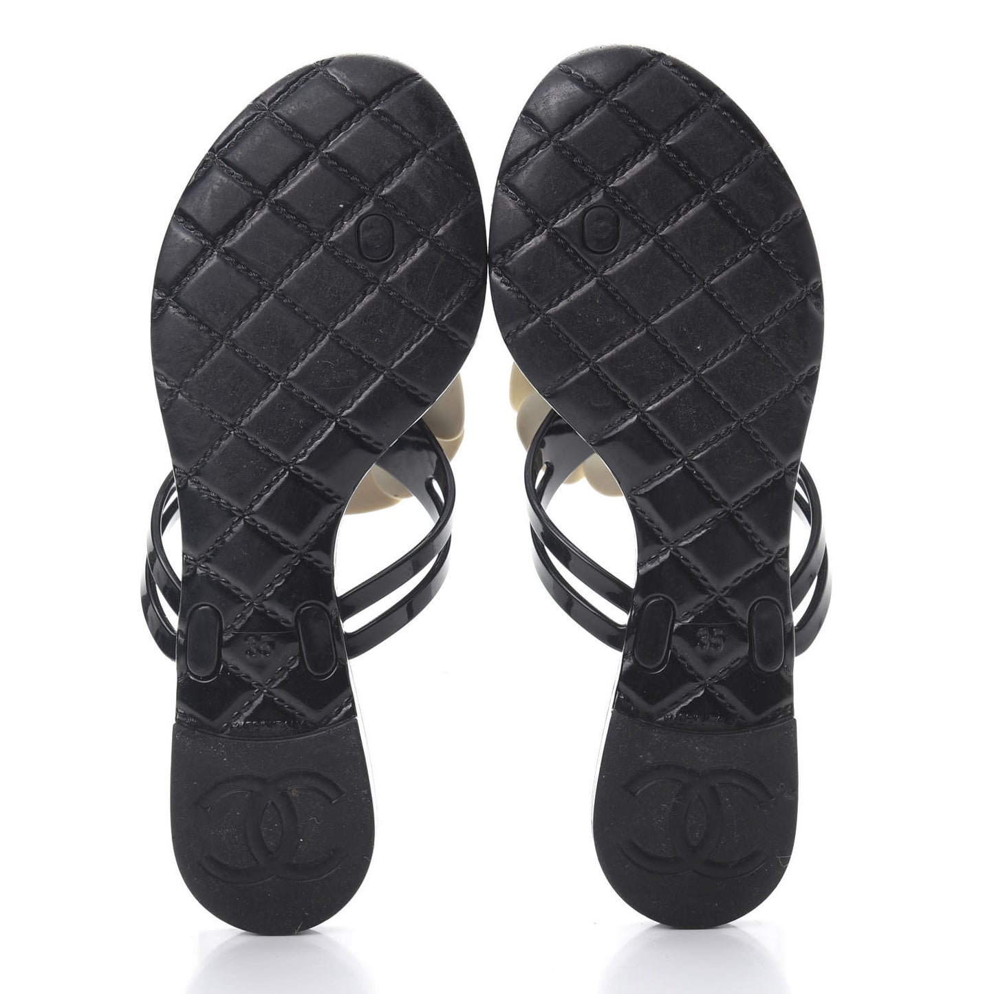 Jelly Camellia Thong Sandals 35 Black Ivory
