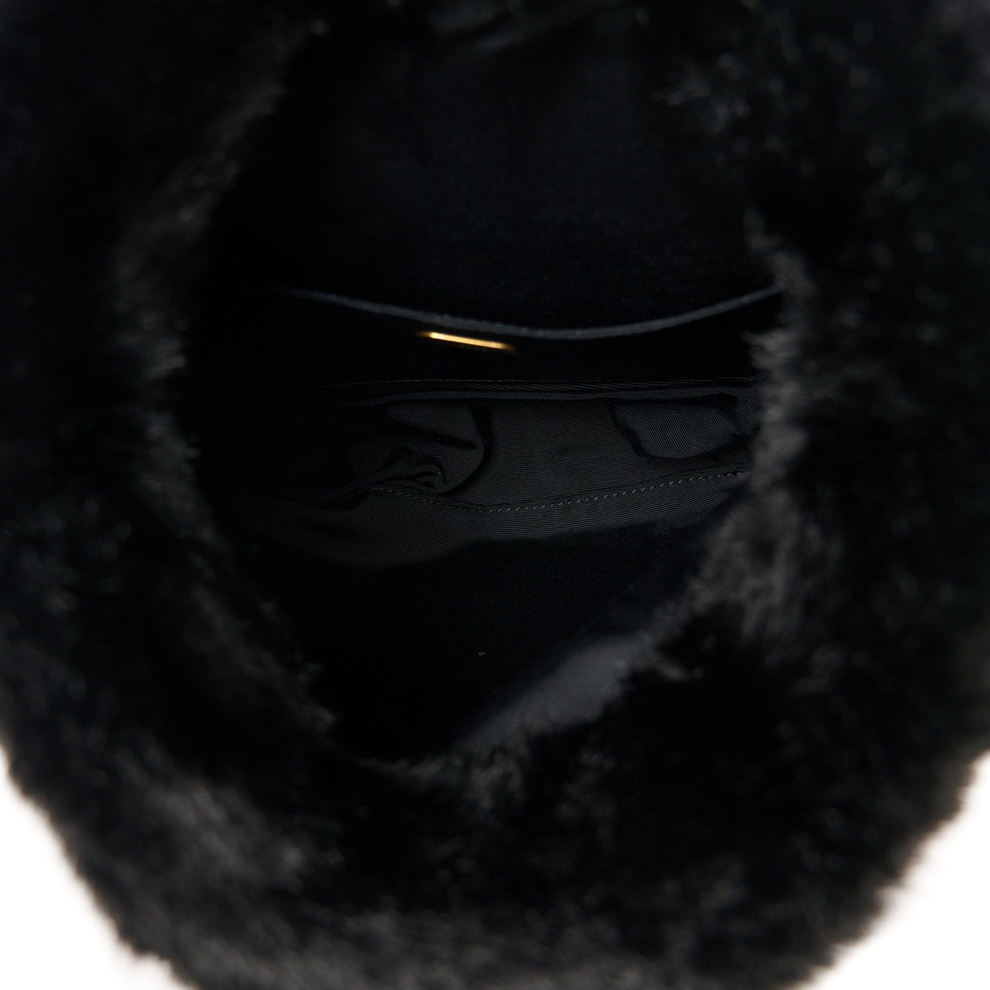 Faux Fur Pin Clutch Black