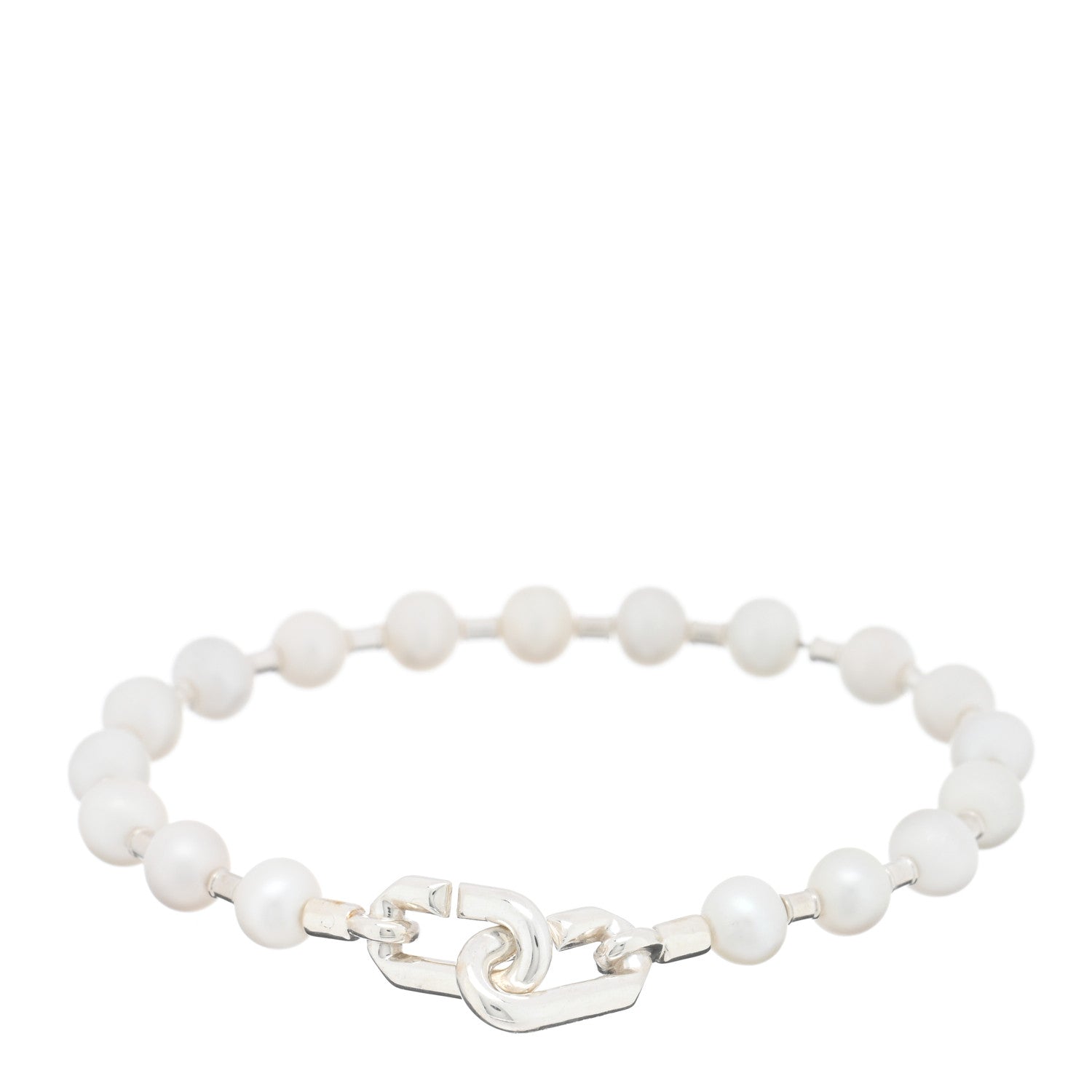 Tiffany Sterling Silver Pearl 5-6mm HardWear Bracelet 2 of 3