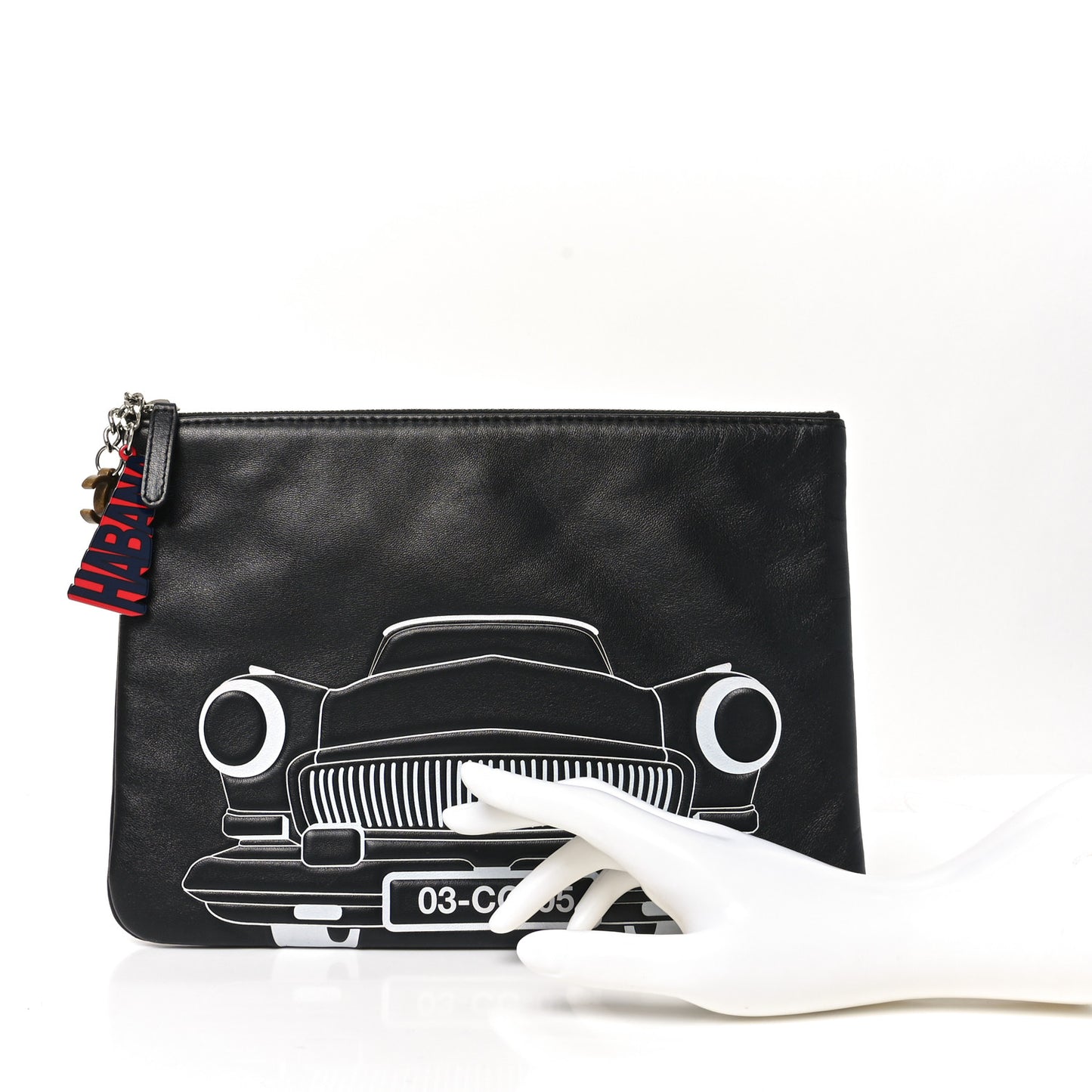 Lambskin Medium Cuba Car Cosmetic Case Black