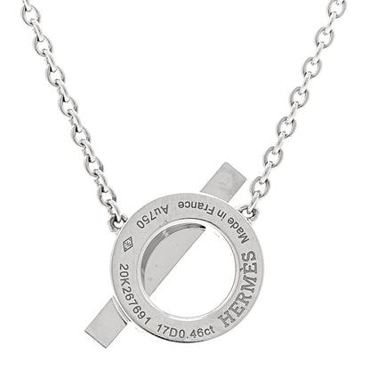 Hermes 18K White Gold Diamond Finesse Pendant Necklace 4 of 6
