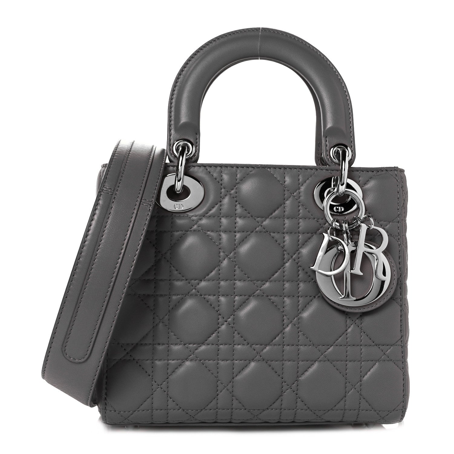 Christian Dior Lambskin Cannage Small My ABCDior Lady Dior Grey 1 of 8