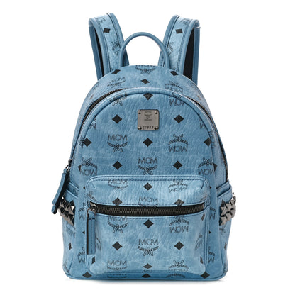 MCM Visetos Side Stud Mini Stark Backpack Blue 2 of 10
