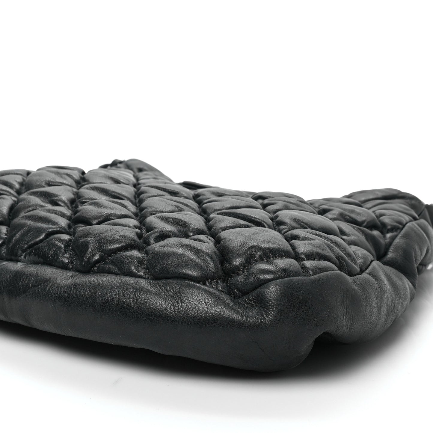 Iridescent Calfskin Bubble Quilt Hobo Black