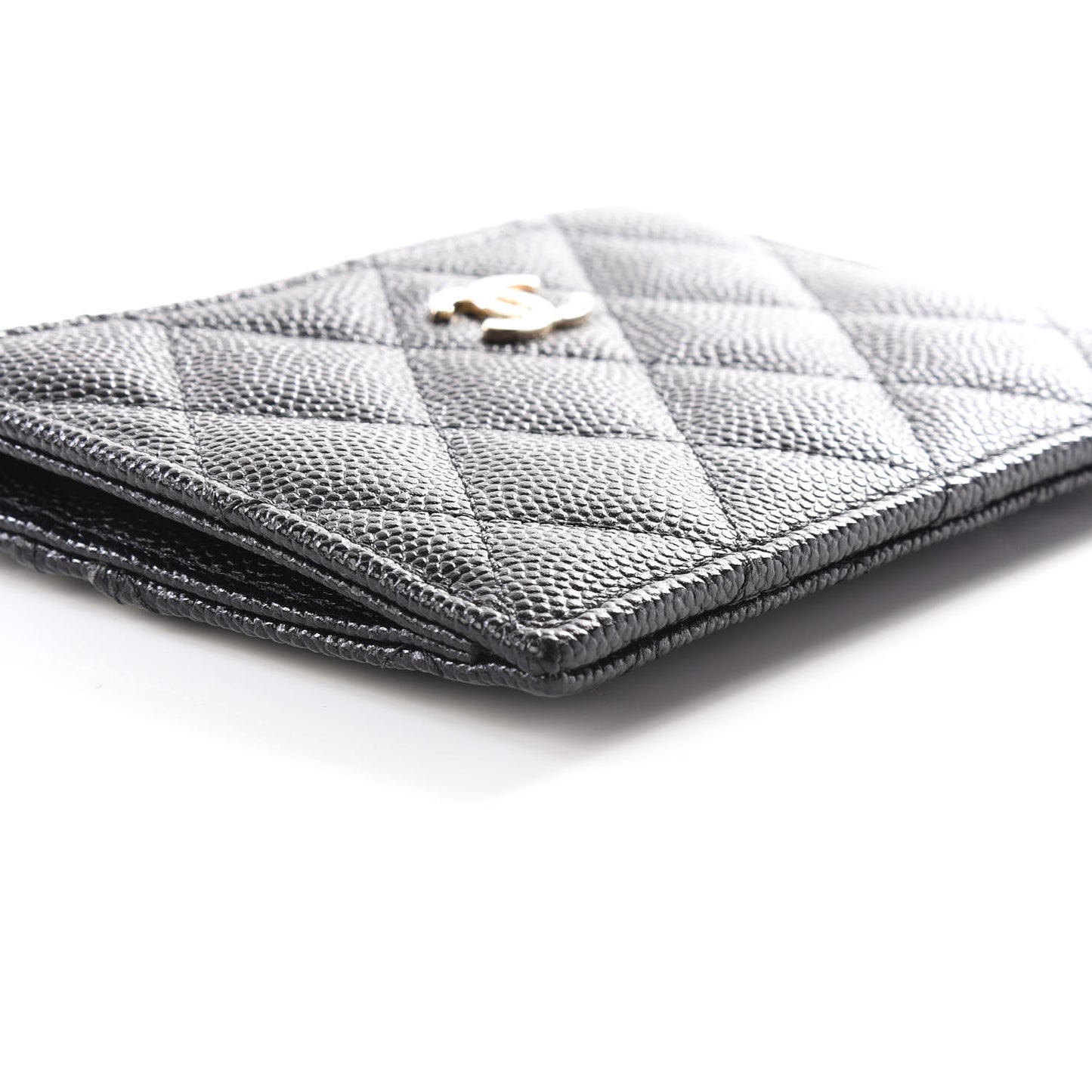 Caviar Quilted CC Zip Card Holder Black