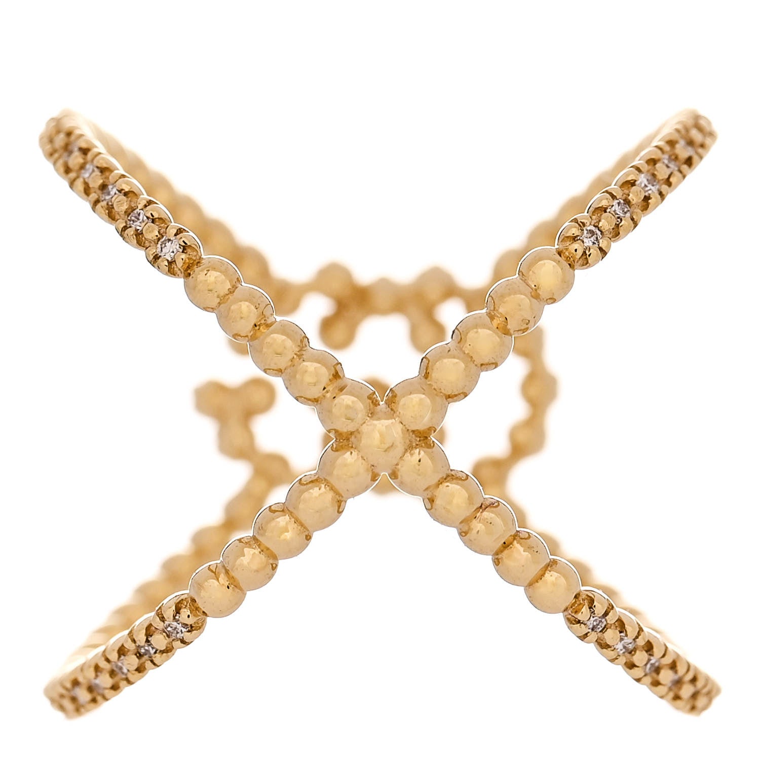 Gucci 18K Yellow Gold Diamond GG Running X Ring 52 6 3 of 5