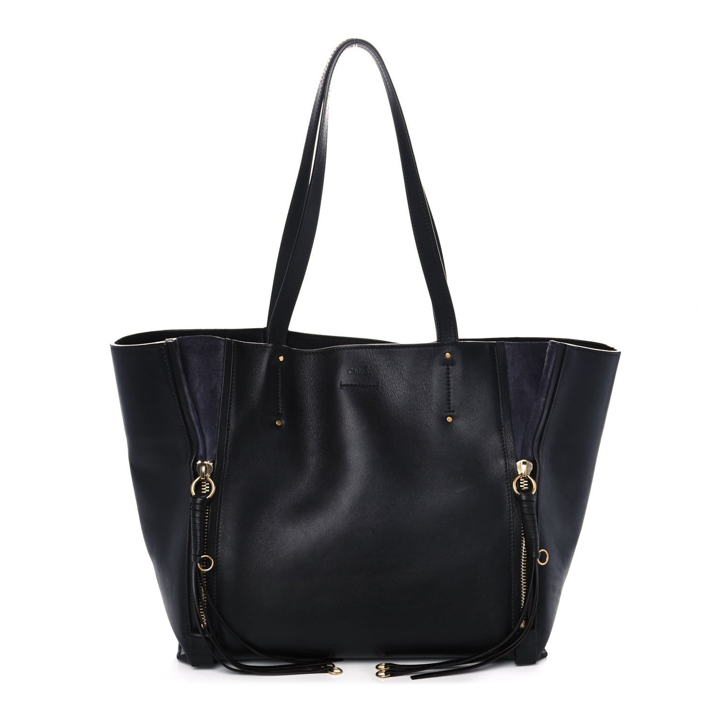 Smooth Calfskin Medium Milo Shopping Tote Black