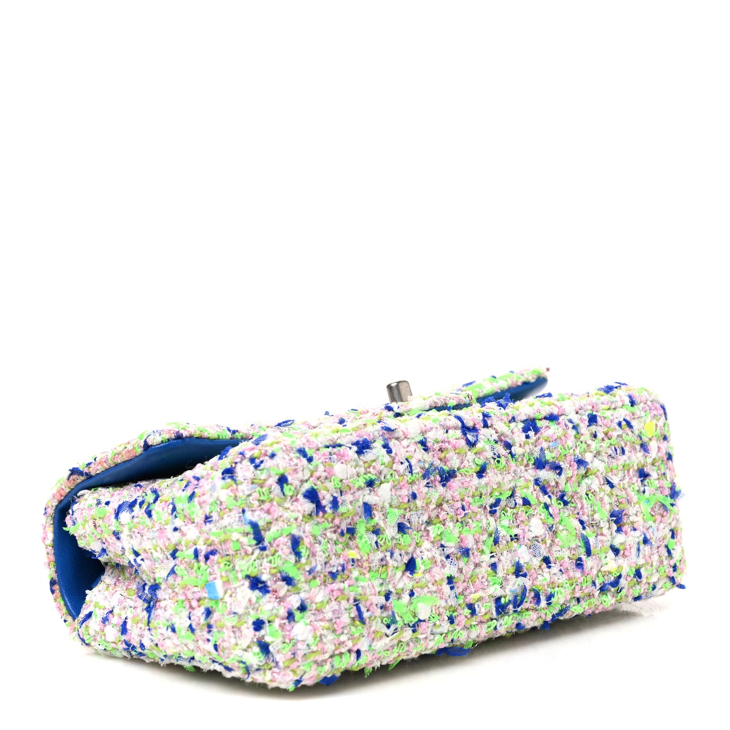 Tweed Quilted Mini Rectangular Flap White Blue Green