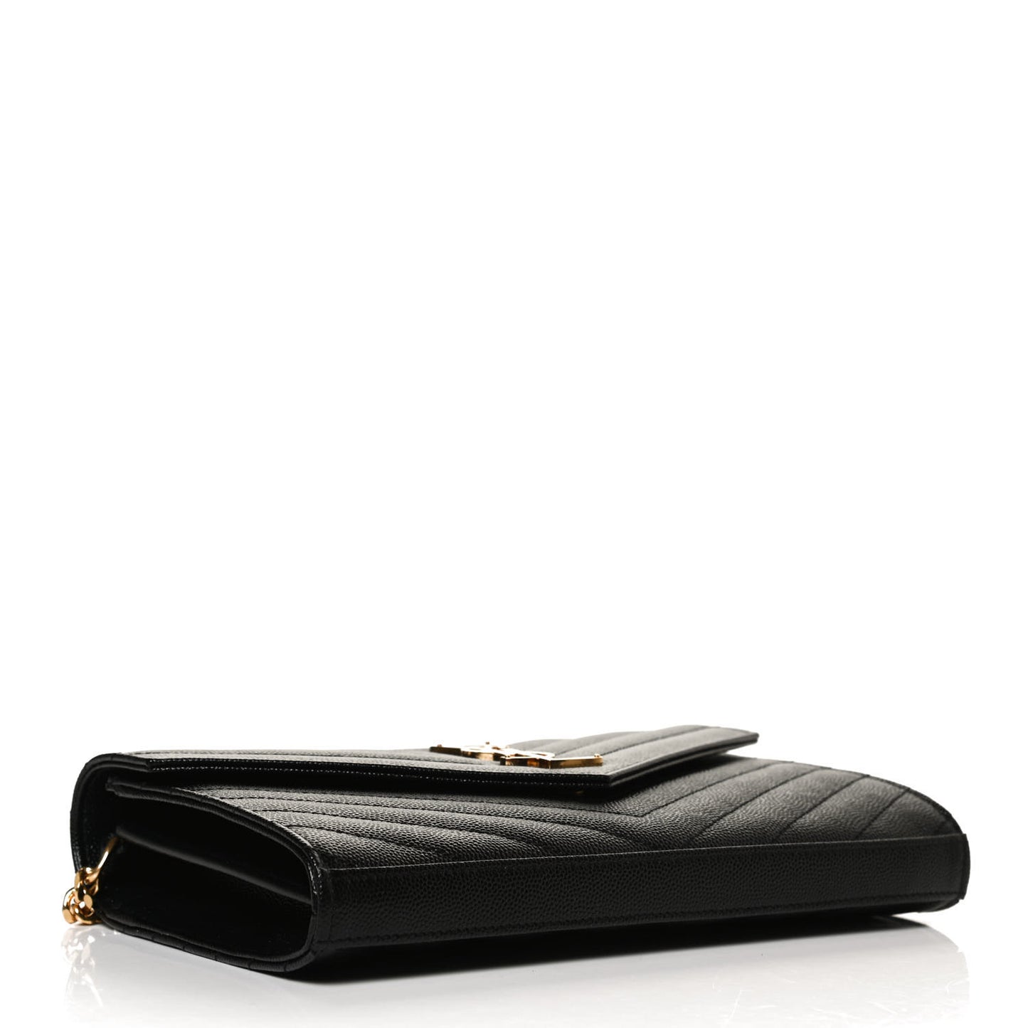 Grain De Poudre Matelasse Chevron Monogram Chain Wallet Black