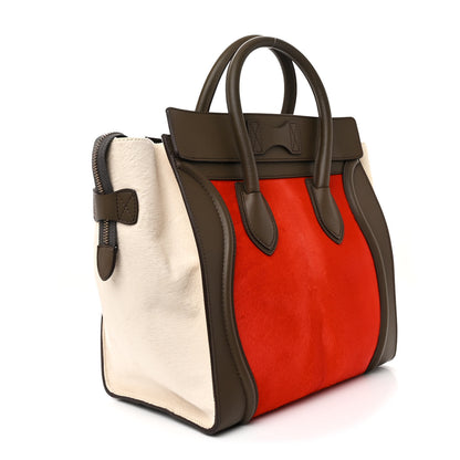 Celine Pony Hair Smooth Calfskin Mini Tri-Color Luggage Brick 3 of 13