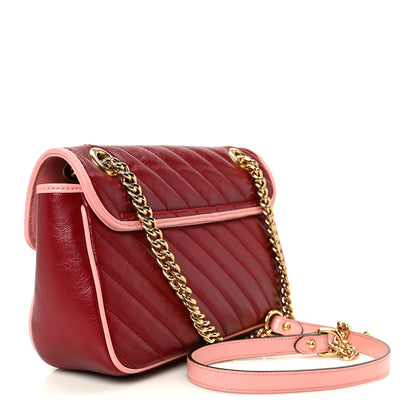 Gucci Azalea Calfskin Enamel Matelasse Diagonal Small Torchon GG Marmont Shoulder Bag New Cherry Red Wild Rose 3 of 11