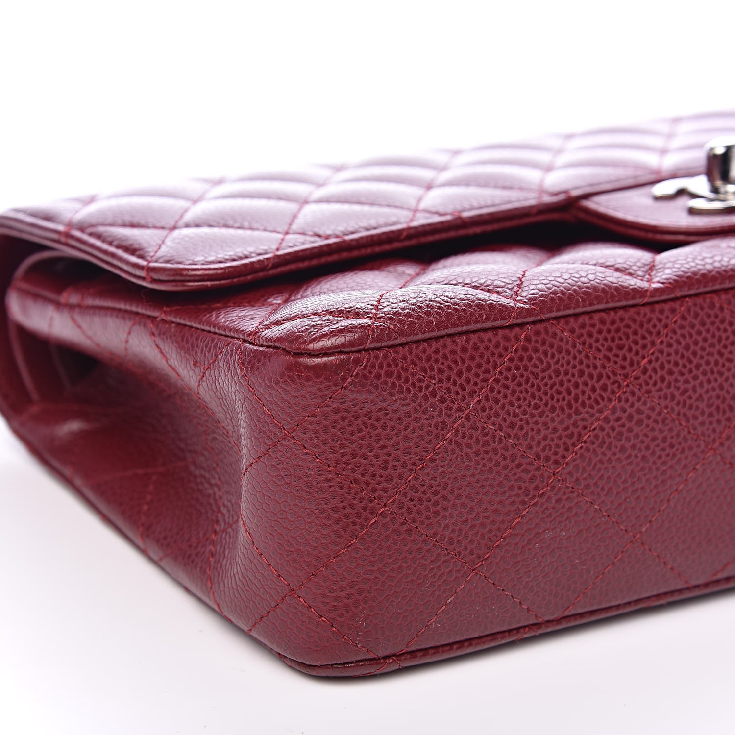 Chanel Caviar Quilted Medium Double Flap Dark Red 9 of 16