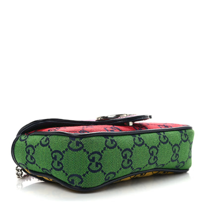 Gucci Monogram Multicolor Matelasse Diagonal Super Mini GG Marmont Shoulder Bag Pink Blue Red Yellow Green 4 of 10