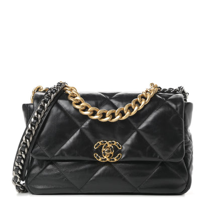 Chanel Goatskin Quilted Large Chanel 19 Flap Black 1 of 12
