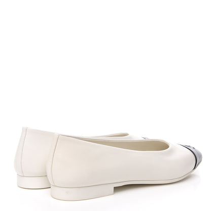 Chanel Glazed Lambskin Cap Toe Pointed Toe 40 White Black 4 of 9