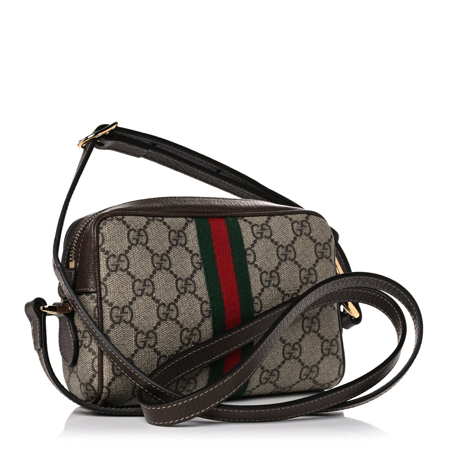 GG Supreme Monogram Web Mini Ophidia Shoulder Bag Brown