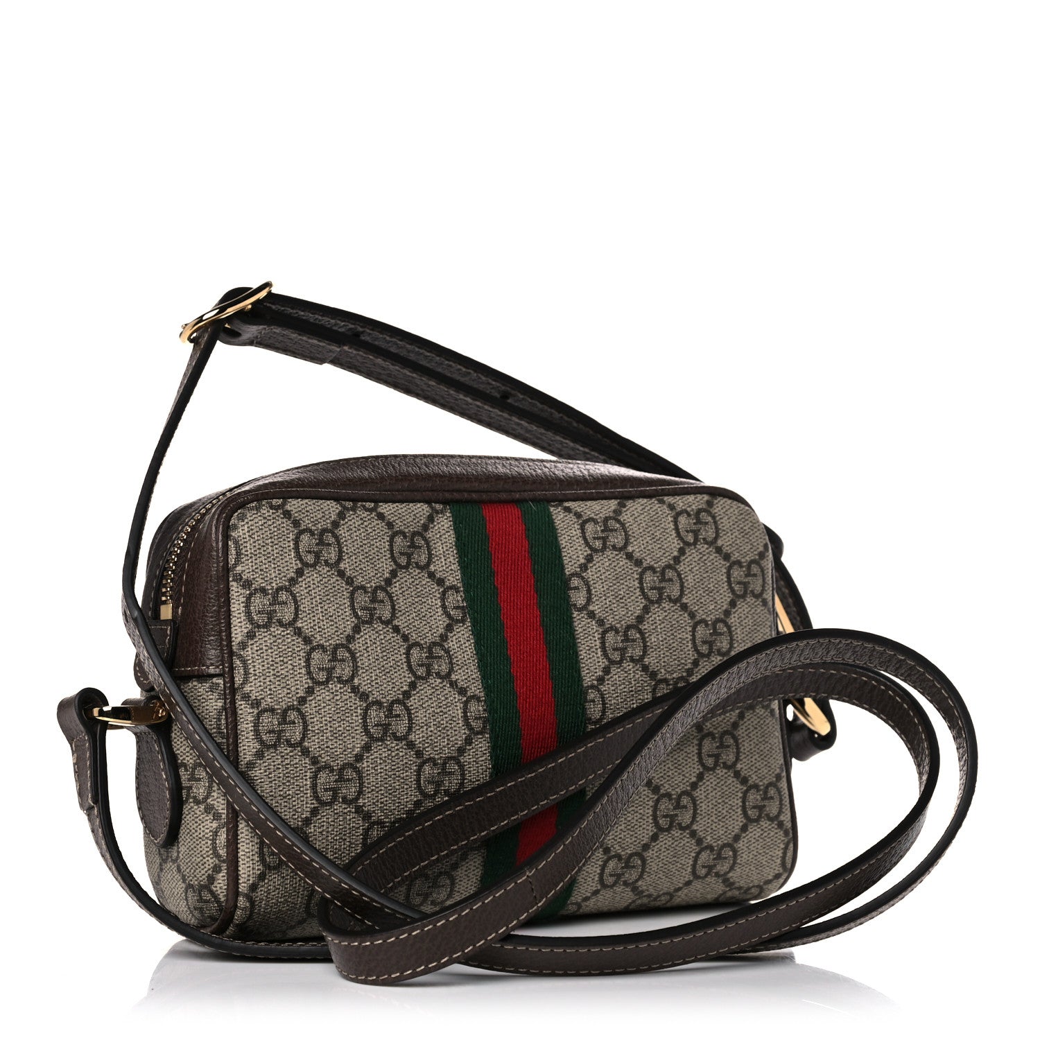 Gucci GG Supreme Monogram Web Mini Ophidia Shoulder Bag Brown 3 of 9