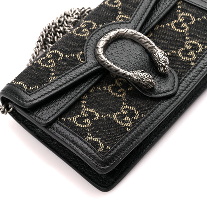 Gucci Jacquard Black Denim GG Monogram Super Mini Dionysus Shoulder Bag Black Ivory 8 of 9