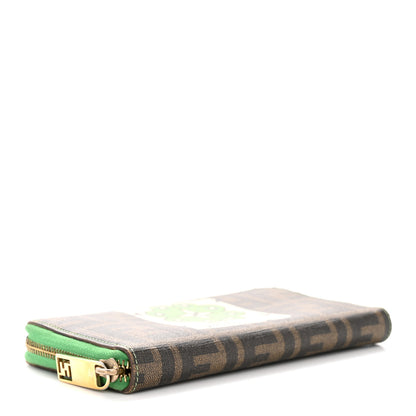 Fendi Zucca Spalmati Vitello Elite Clover Print Zip Around Wallet Tobacco Green 4 of 12