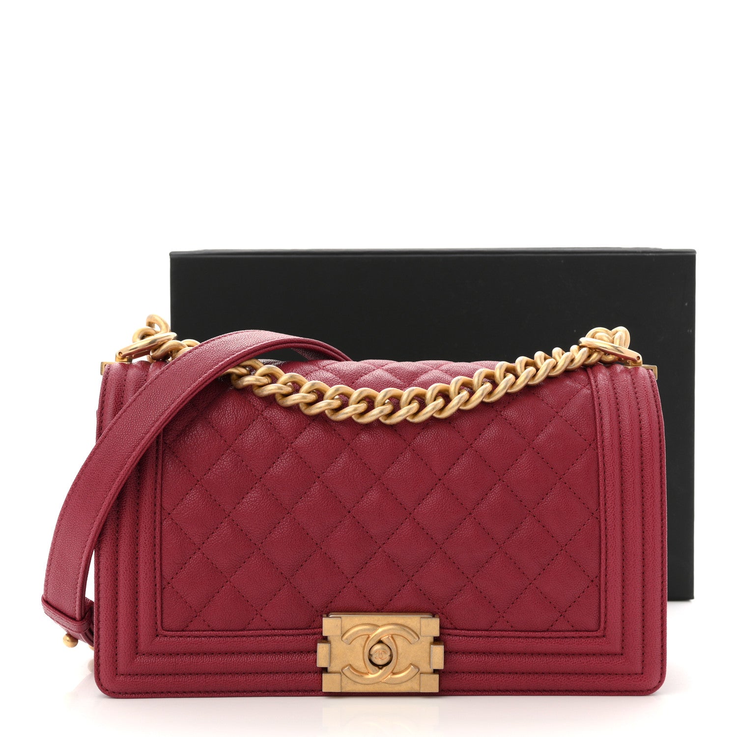 Chanel Caviar Quilted Medium Boy Flap Red 11 of 11