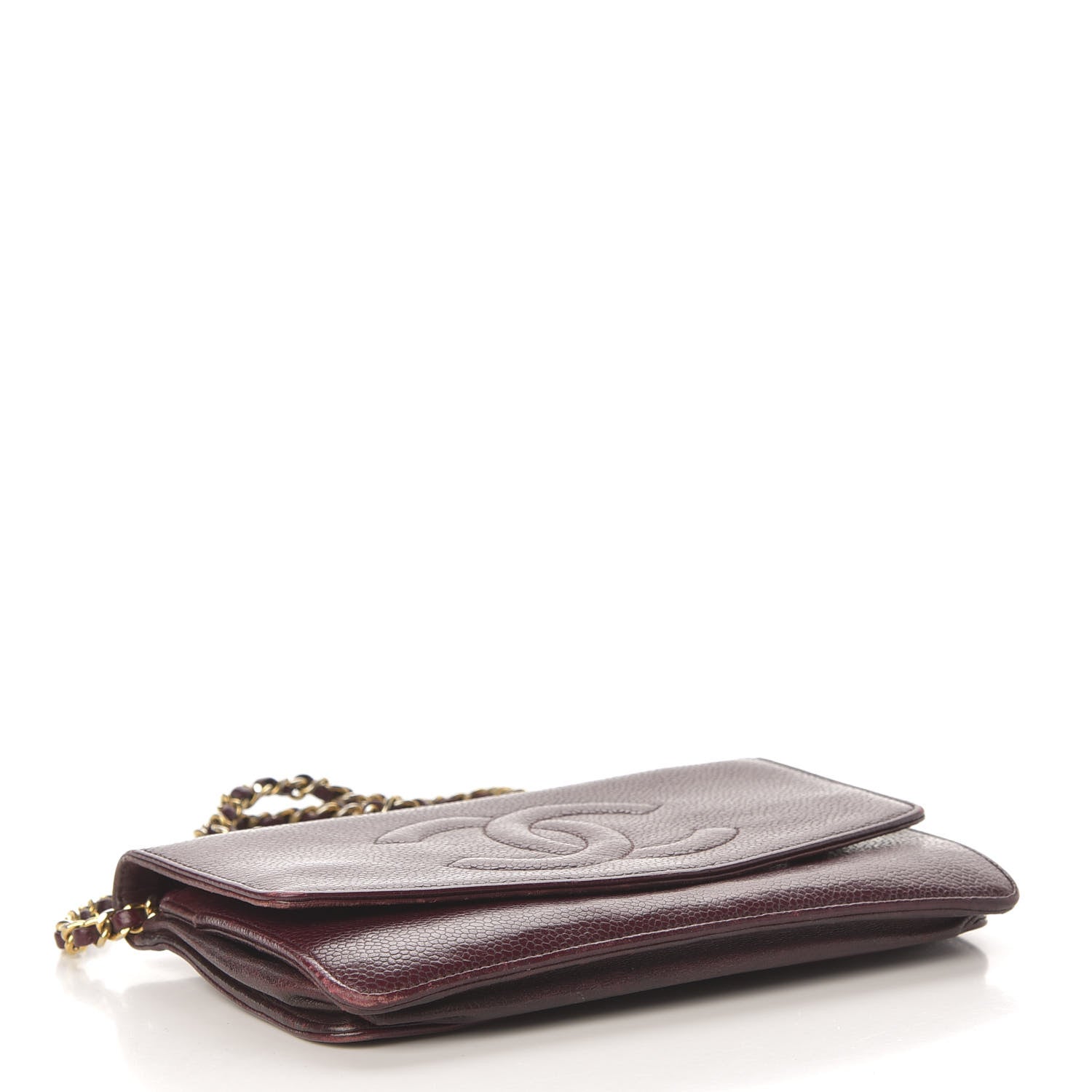 Chanel Caviar Timeless CC Wallet on Chain WOC Dark Red 4 of 18