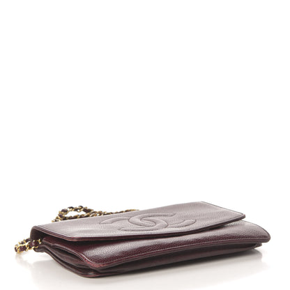 Chanel Caviar Timeless CC Wallet on Chain WOC Dark Red 4 of 18
