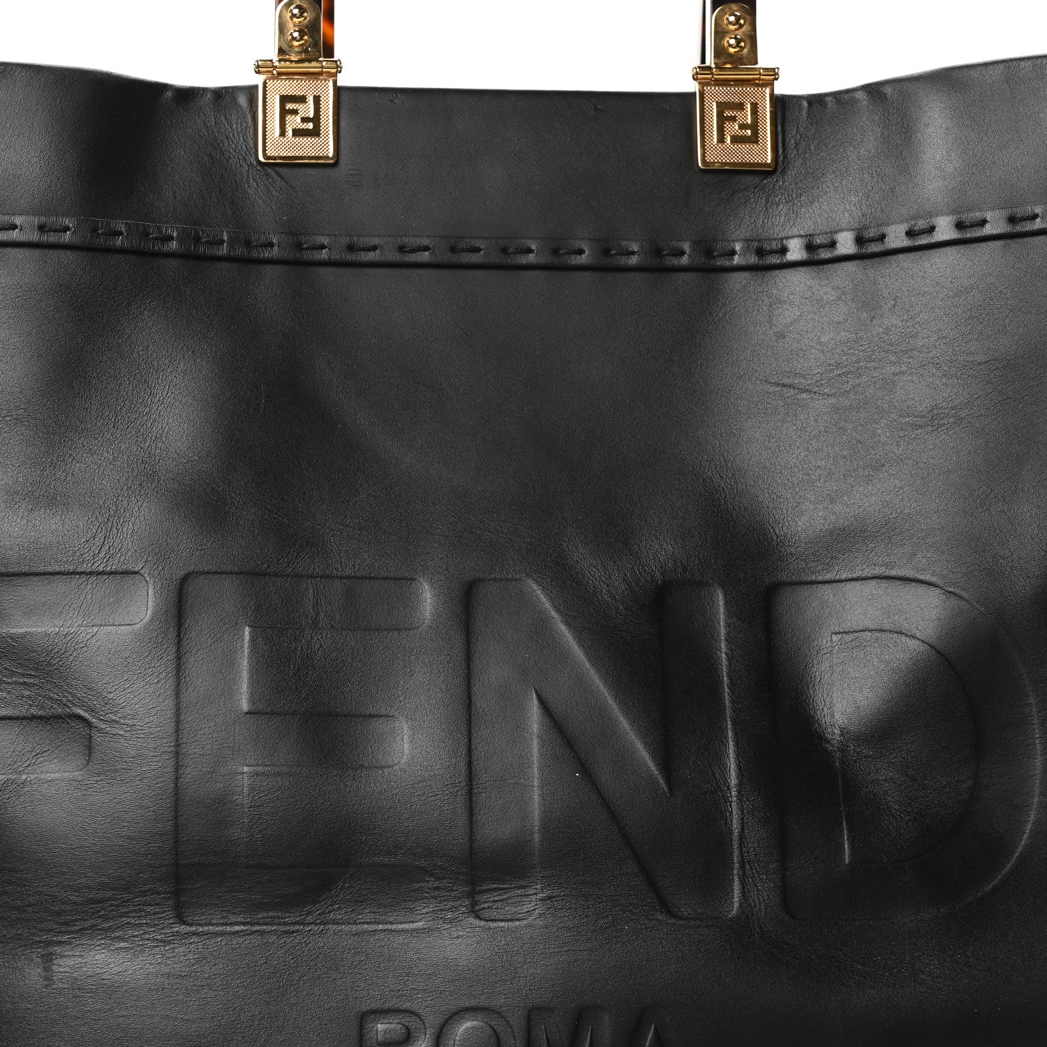 Fendi Vitello King Plexiglass Large Fendi Sunshine Shopper Tote Black 7 of 9