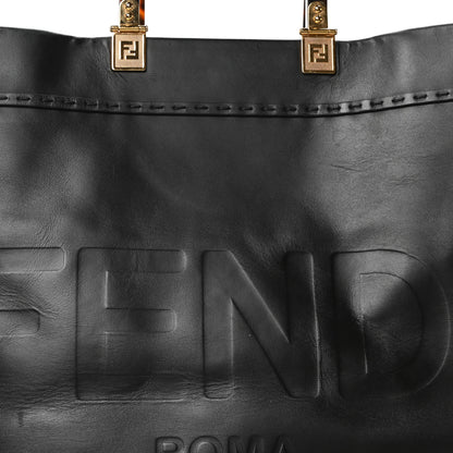 Fendi Vitello King Plexiglass Large Fendi Sunshine Shopper Tote Black 7 of 9