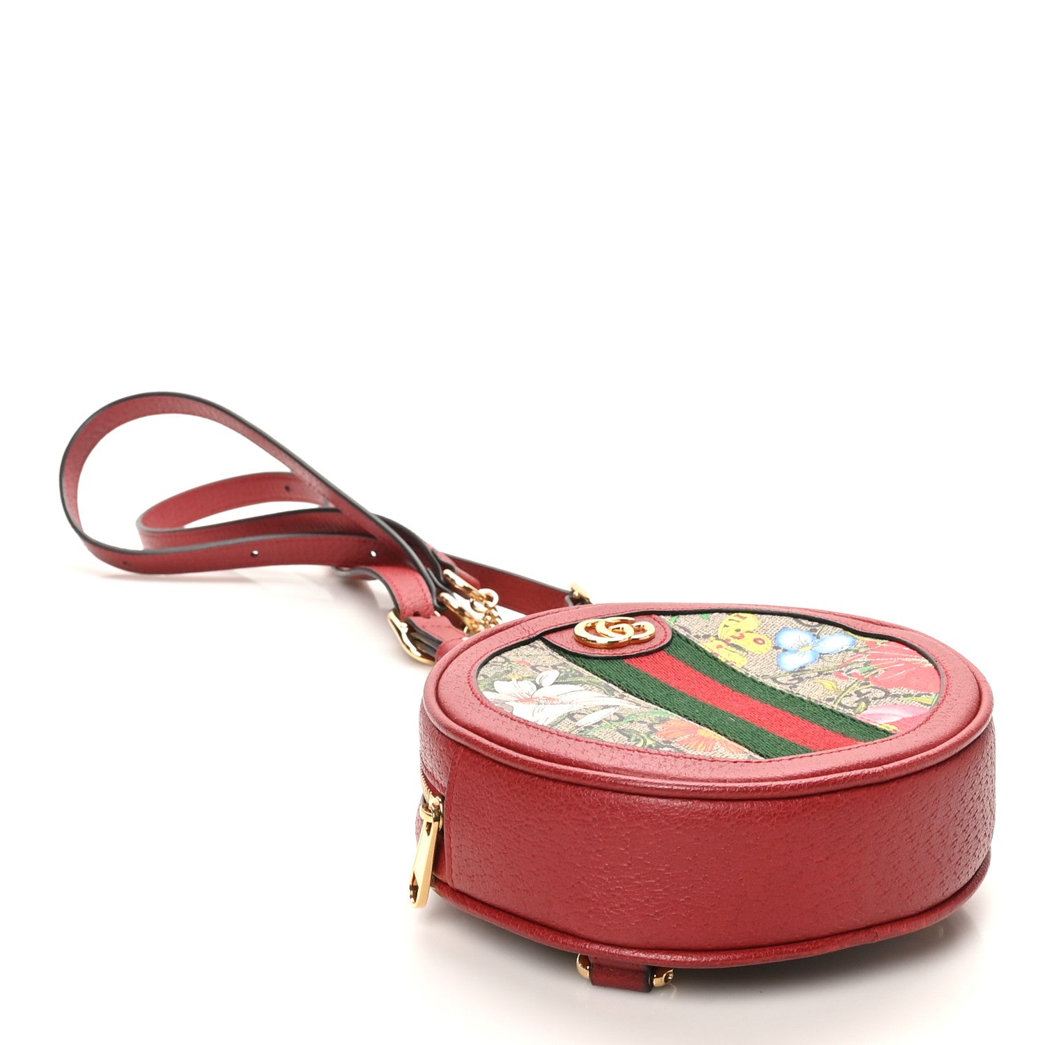 Gucci GG Supreme Monogram Web Flora Mini Ophidia Round Backpack Red 4 of 10