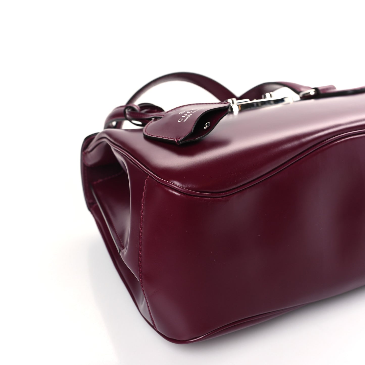 Regent Calfskin Medium Lady Lock Satchel Purple Wine