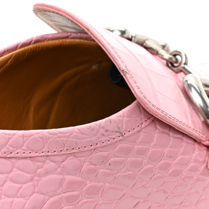 Gucci Croco Calf Lux Granada Kid Horsebit Platform Loafers 38 Butterfly Pink 11 of 14