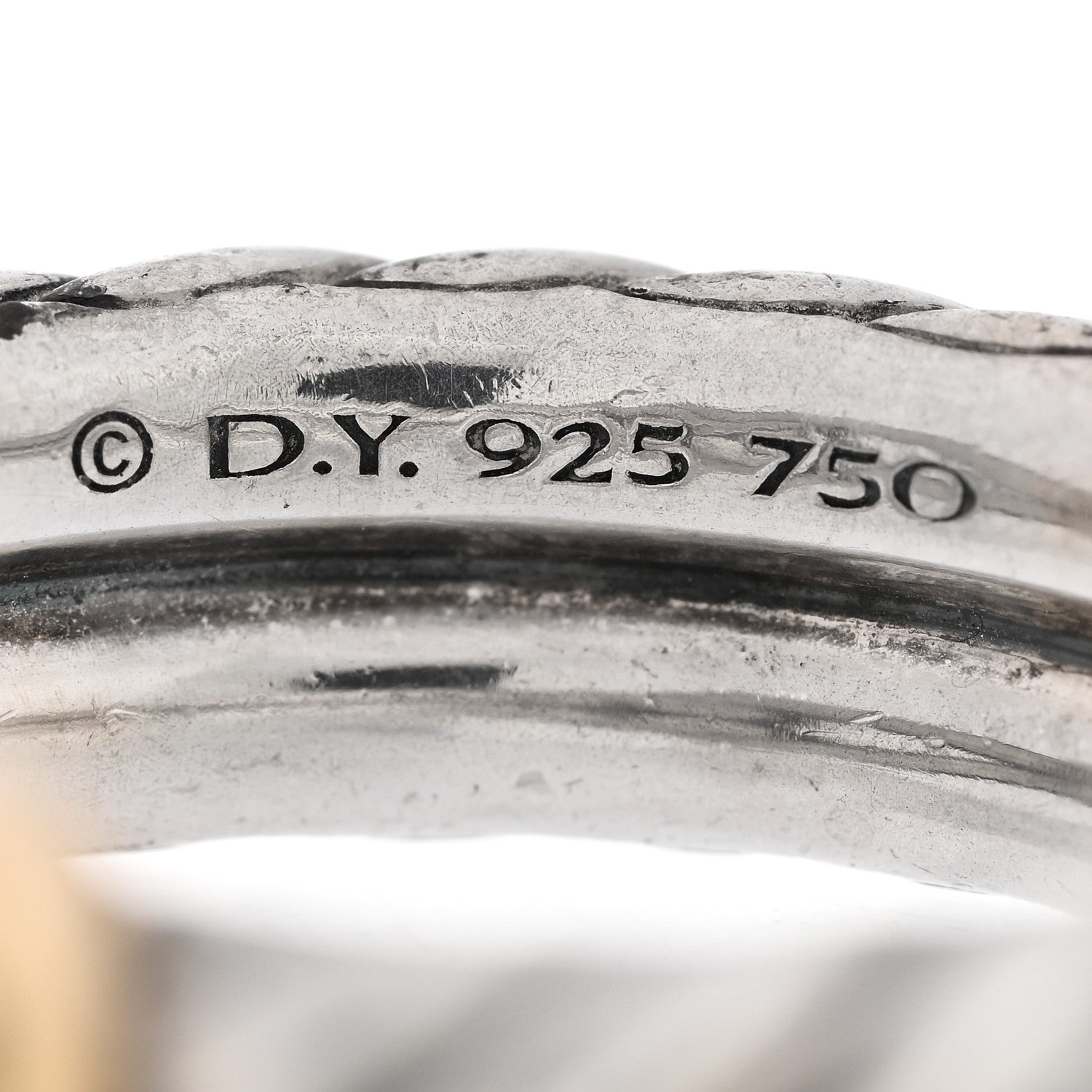 David Yurman Sterling Silver 18K Yellow Gold Thoroughbred Loop Ring 56 7.75 4 of 5