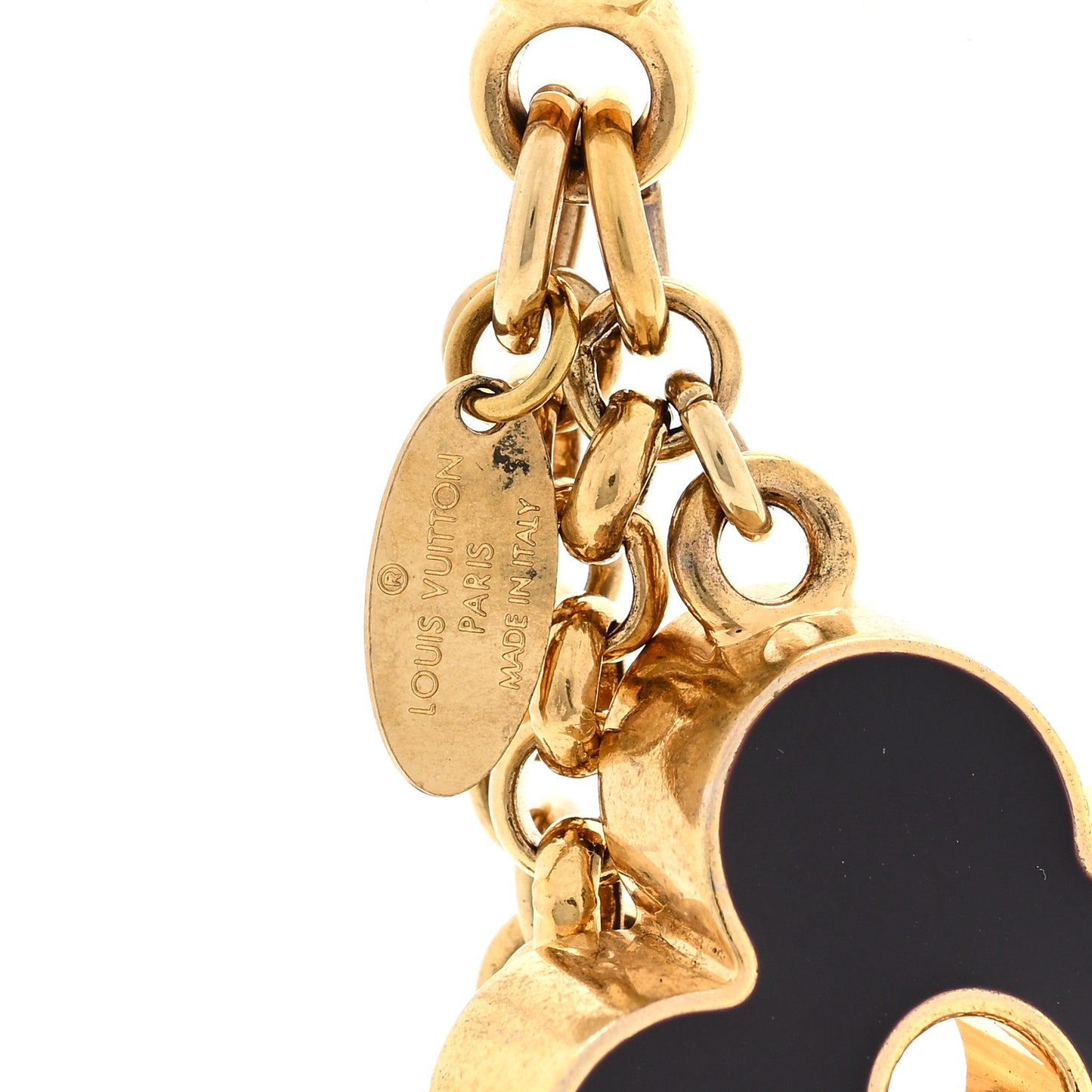 Metal Enamel Fleur De Monogram Bag Charm Dore
