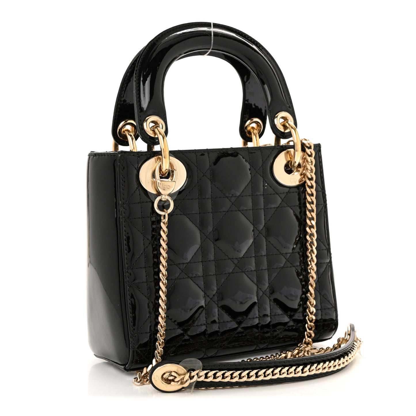 Patent Cannage Mini Lady Dior Black