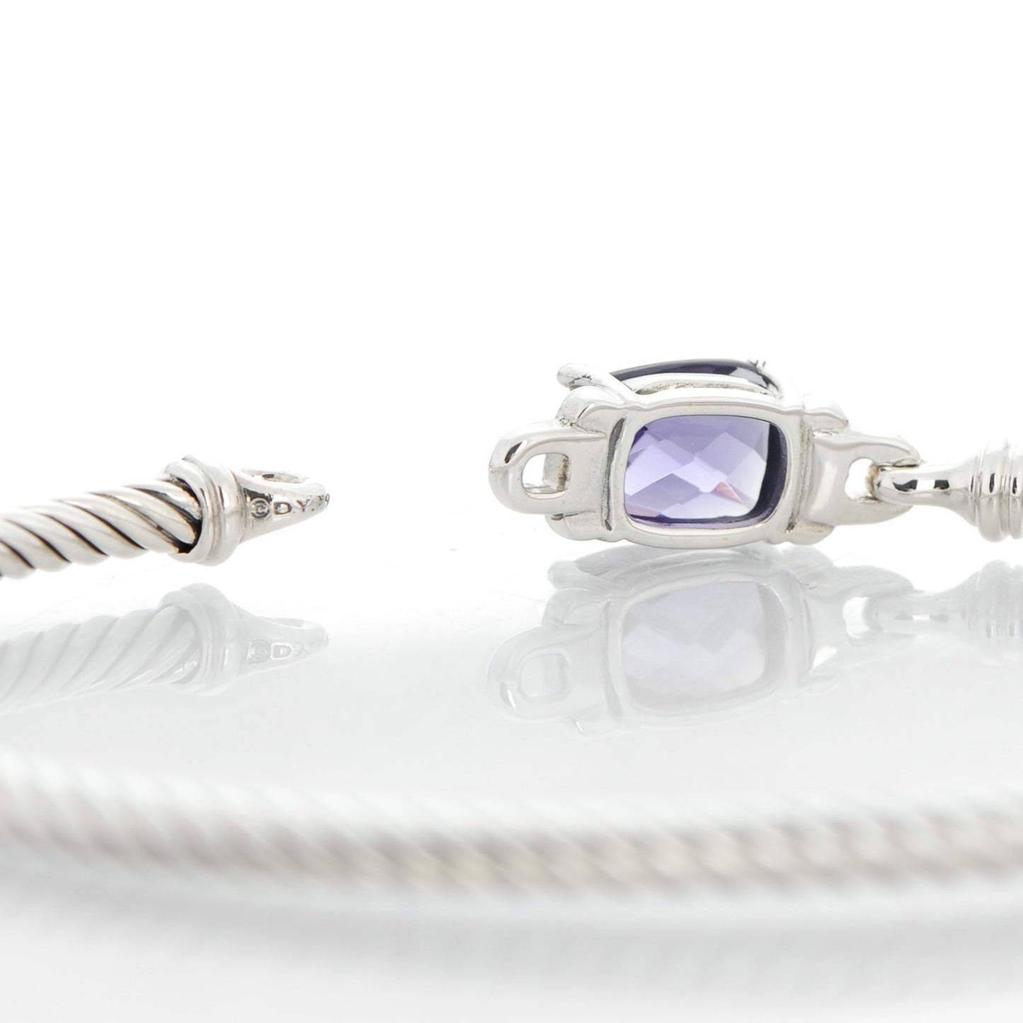 Sterling Silver Diamond Amethyst 3mm Petite Wheaton Bracelet
