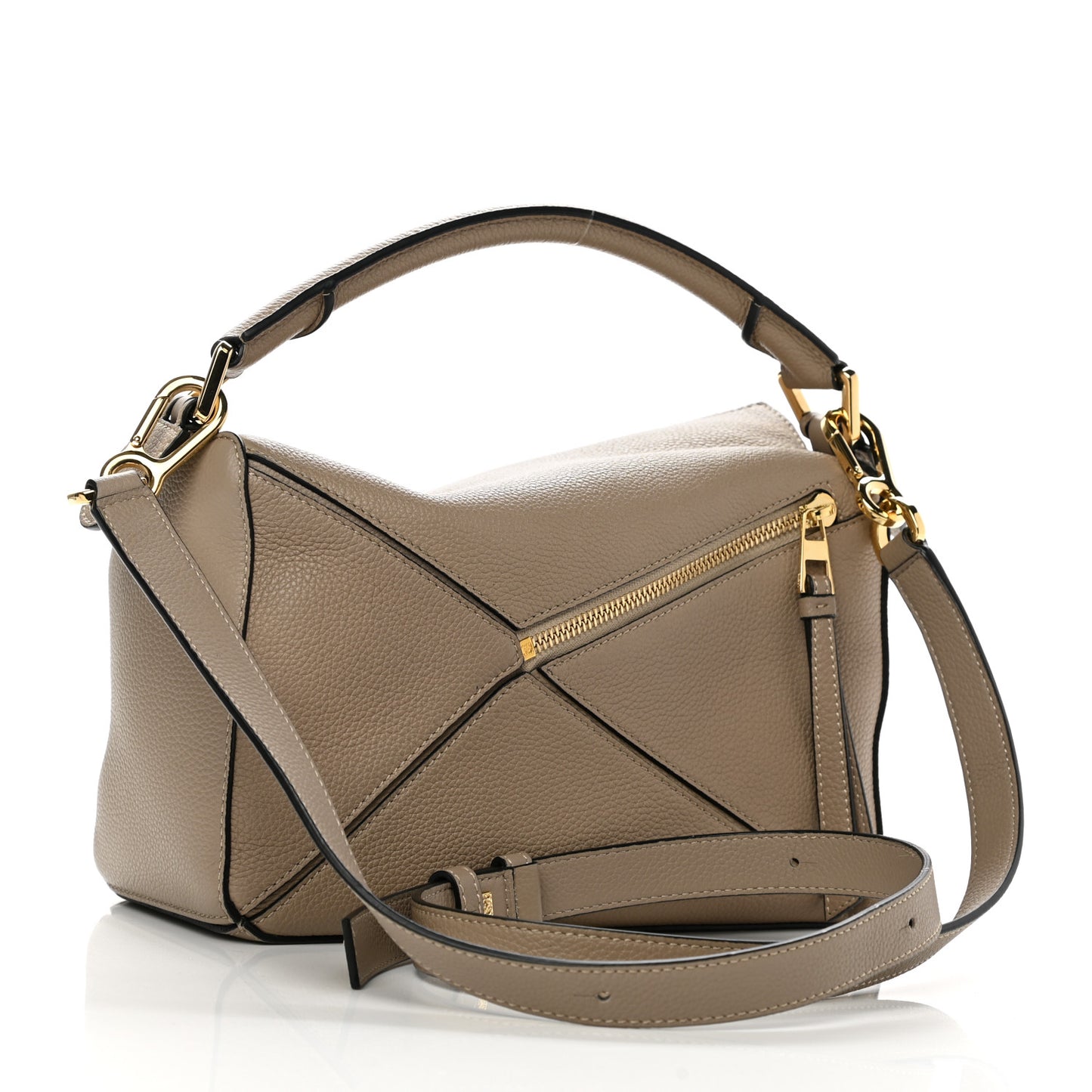 Grained Calfskin Small Puzzle Bag Sand