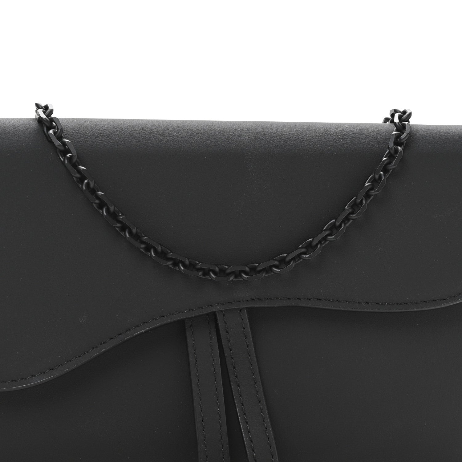 Christian Dior Ultra Matte Calfskin Saddle Chain Wallet Pouch Black 9 of 12