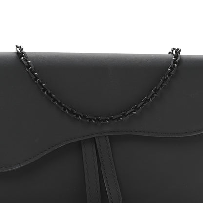 Christian Dior Ultra Matte Calfskin Saddle Chain Wallet Pouch Black 9 of 12