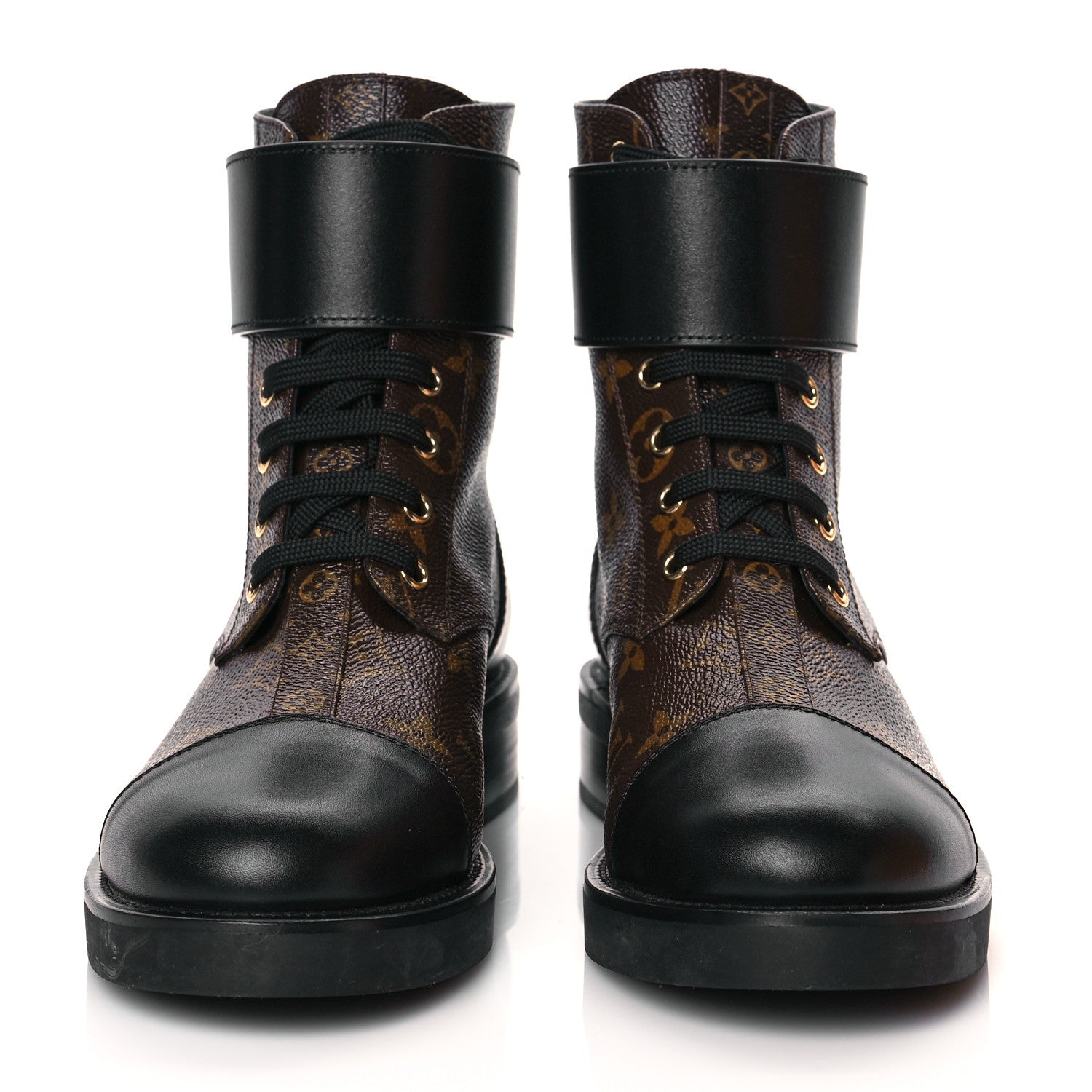 Louis Vuitton Calfskin Monogram Wonderland Flat Ranger Boots 39 Black 2 of 9