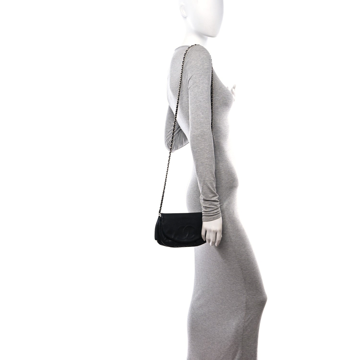 Chanel Caviar Half Moon Wallet On Chain WOC Black 2 of 12