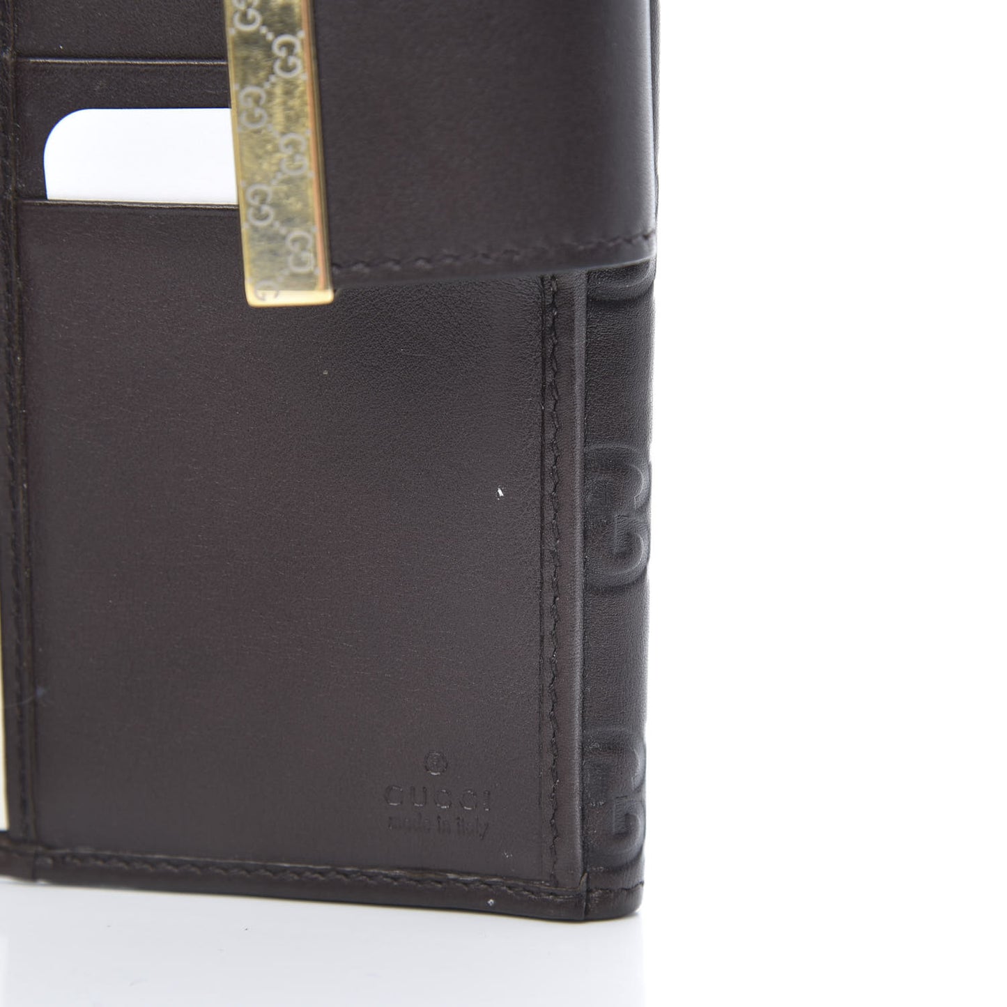 Guccissima Margaux Calfskin Icon Bar Continental Flap Wallet Chocolate
