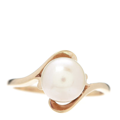 Mikimoto 14K Yellow Gold Akoya Pearl 8mm Ring 53 6.25 1 of 5