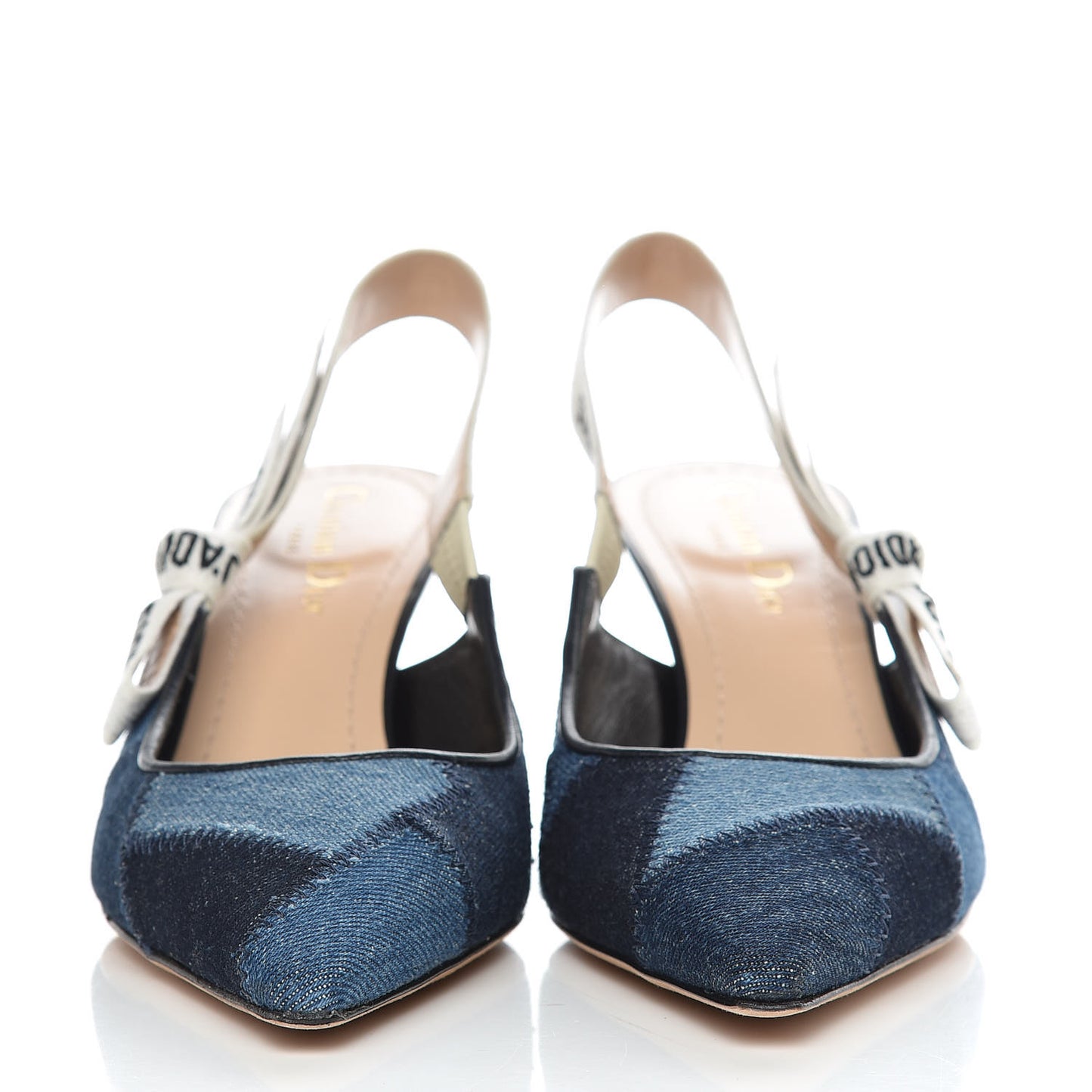 Denim Ribbon Patchwork J'Adior Slingback 65mm Pumps 38 Deep Blue