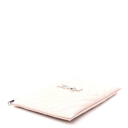 Saint Laurent Grain De Poudre Chevron Monogram Bill Pouch Marble Pink 4 of 8