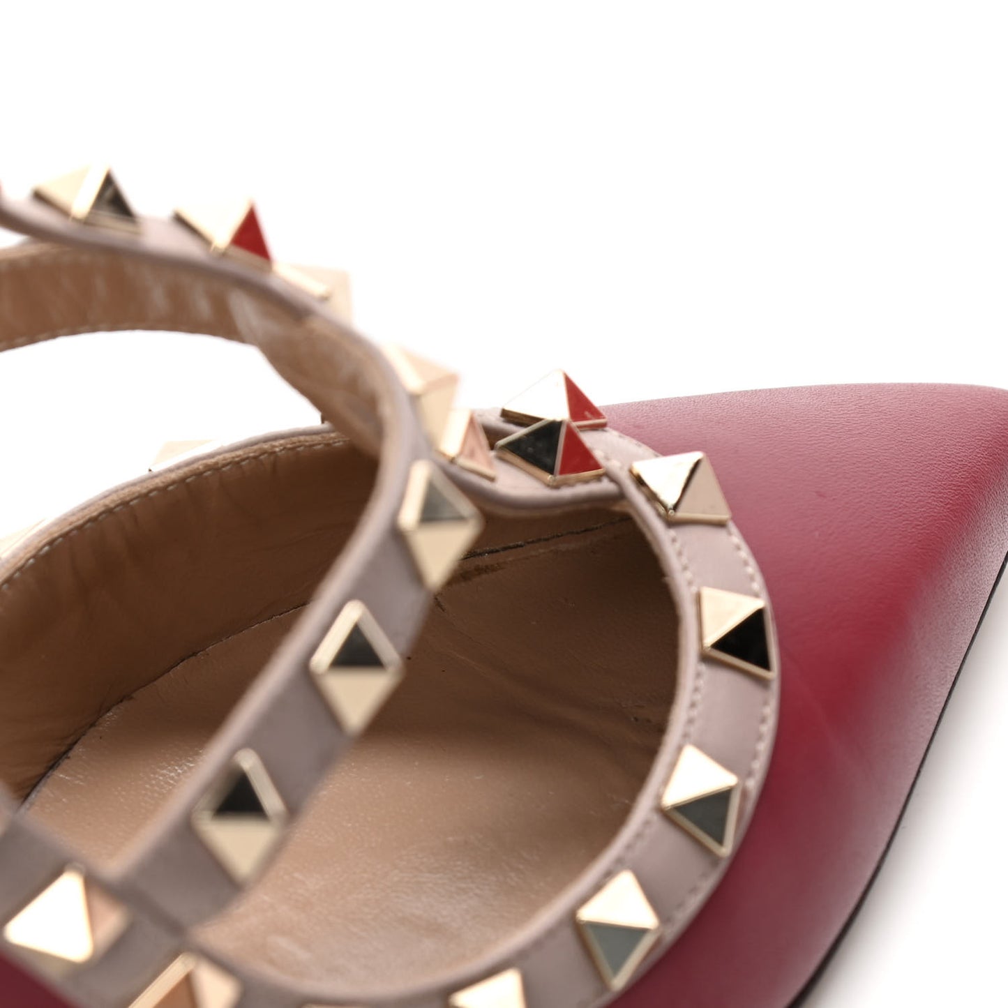 Nappa Rockstud Ankle Strap 100mm Pumps 38 Rubino Poudre