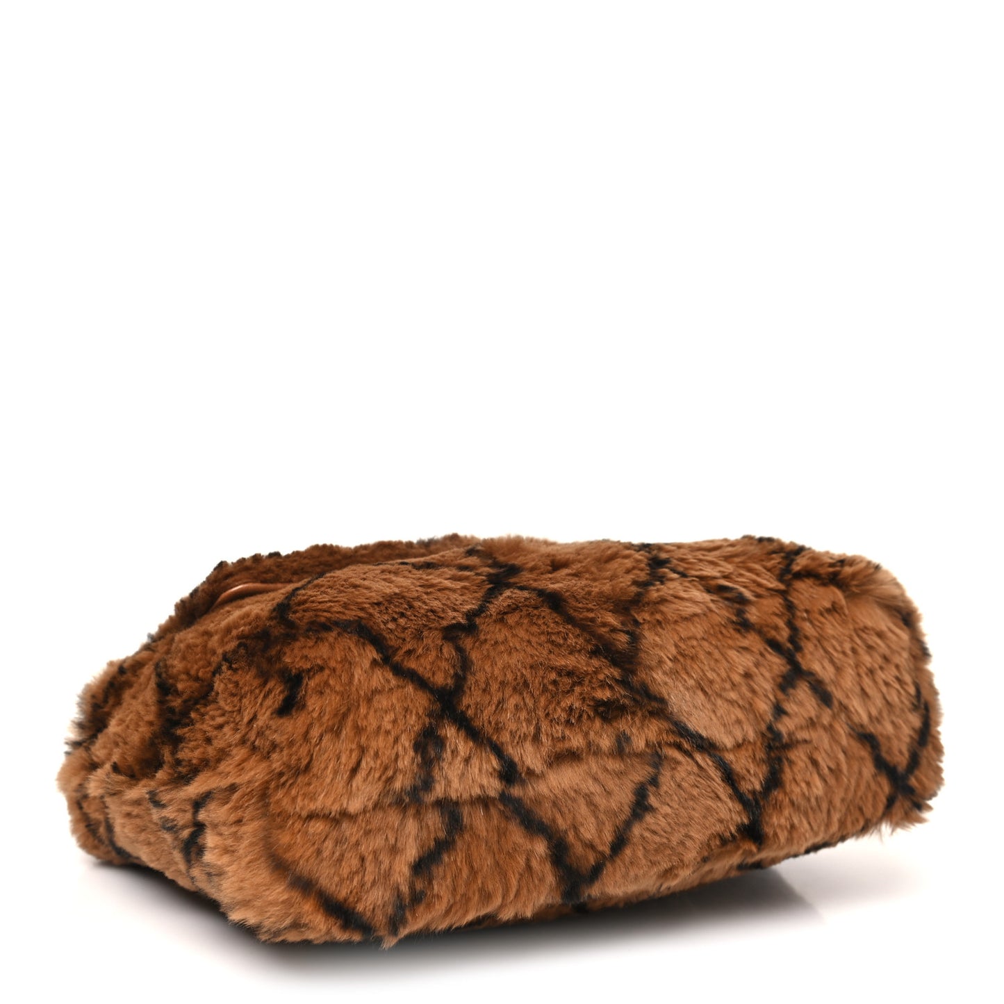 Rabbit Fur Quilted Print Flap Brown Black